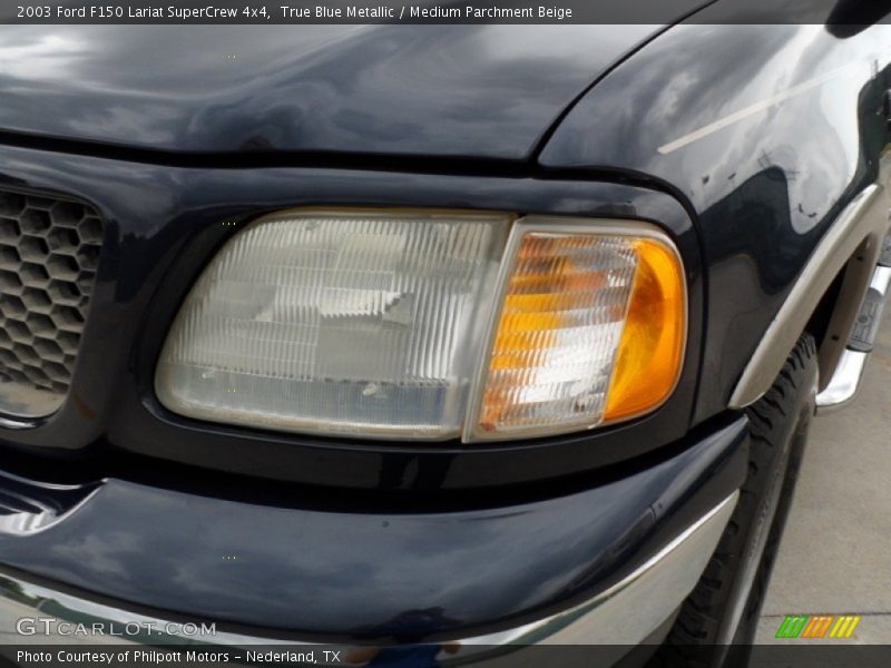 True Blue Metallic / Medium Parchment Beige 2003 Ford F150 Lariat SuperCrew 4x4