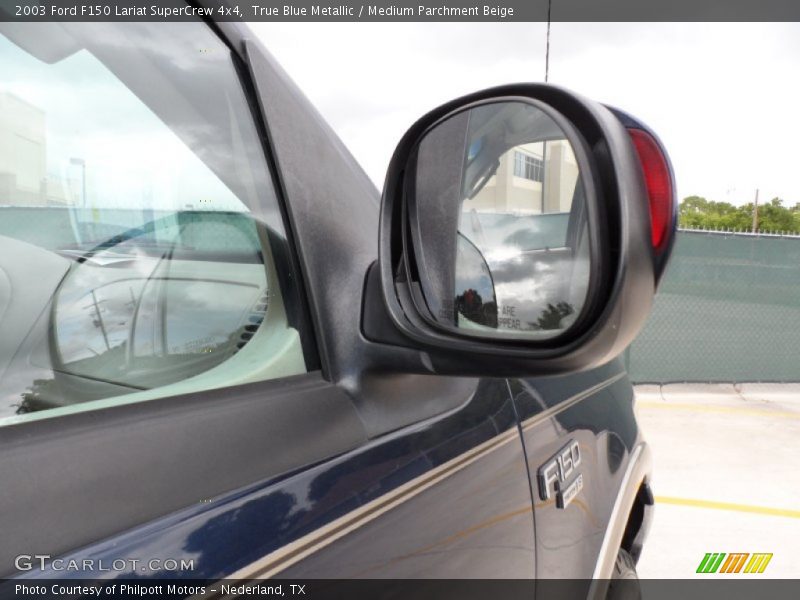 True Blue Metallic / Medium Parchment Beige 2003 Ford F150 Lariat SuperCrew 4x4