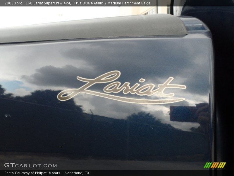 True Blue Metallic / Medium Parchment Beige 2003 Ford F150 Lariat SuperCrew 4x4