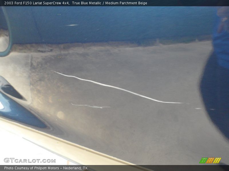 True Blue Metallic / Medium Parchment Beige 2003 Ford F150 Lariat SuperCrew 4x4