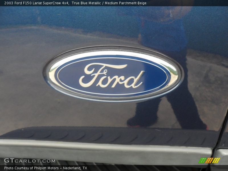 True Blue Metallic / Medium Parchment Beige 2003 Ford F150 Lariat SuperCrew 4x4