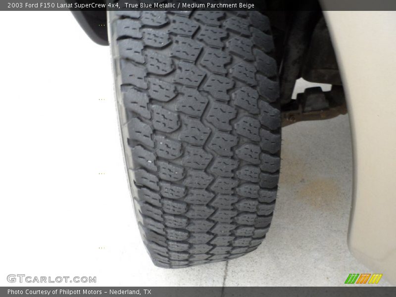 True Blue Metallic / Medium Parchment Beige 2003 Ford F150 Lariat SuperCrew 4x4