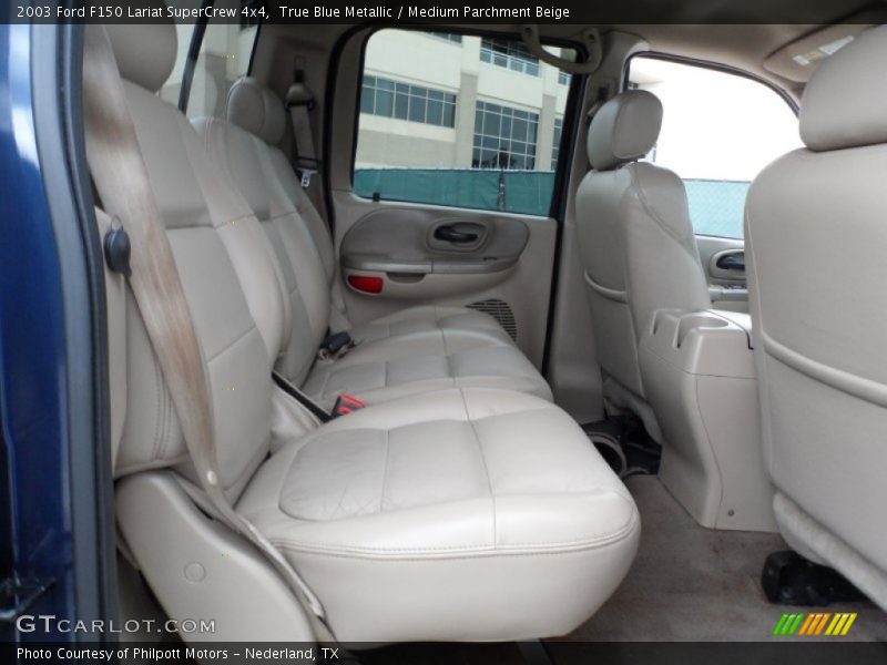 True Blue Metallic / Medium Parchment Beige 2003 Ford F150 Lariat SuperCrew 4x4