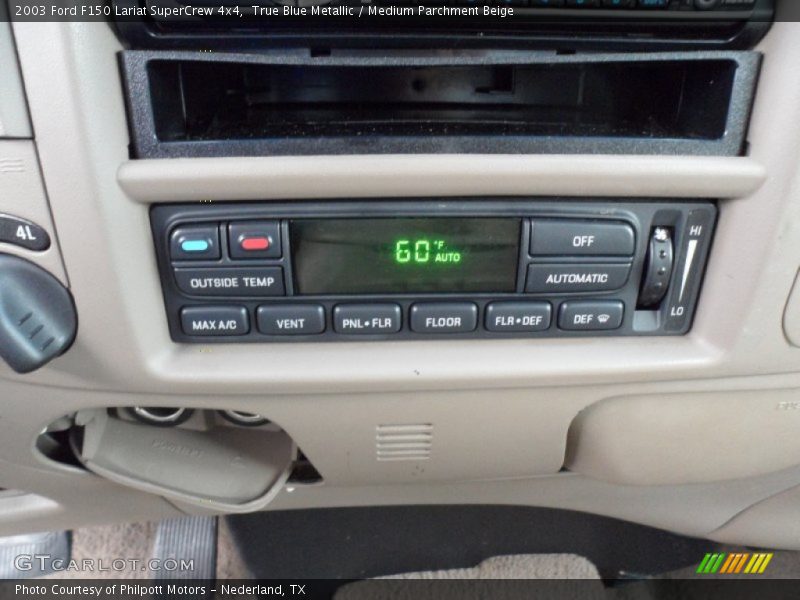 True Blue Metallic / Medium Parchment Beige 2003 Ford F150 Lariat SuperCrew 4x4