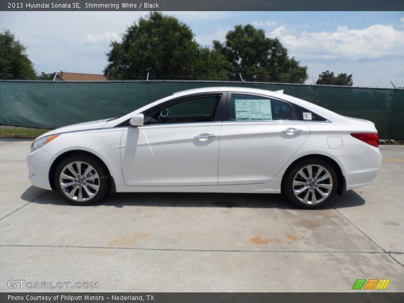 Shimmering White / Black 2013 Hyundai Sonata SE