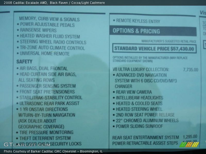 Black Raven / Cocoa/Light Cashmere 2008 Cadillac Escalade AWD