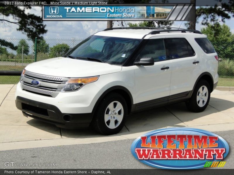 White Suede / Medium Light Stone 2012 Ford Explorer FWD