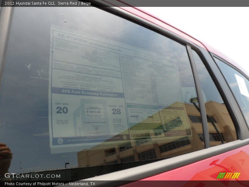 Sierra Red / Beige 2012 Hyundai Santa Fe GLS