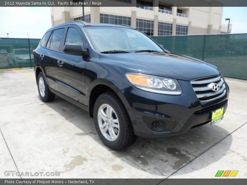 Pacific Blue Pearl / Beige 2012 Hyundai Santa Fe GLS
