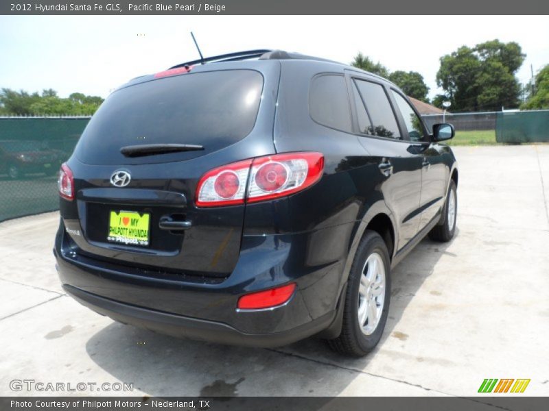 Pacific Blue Pearl / Beige 2012 Hyundai Santa Fe GLS