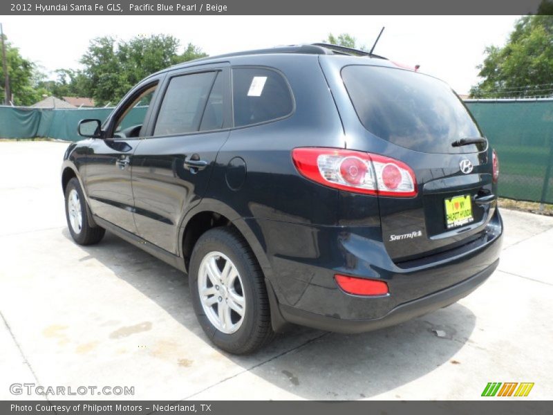 Pacific Blue Pearl / Beige 2012 Hyundai Santa Fe GLS