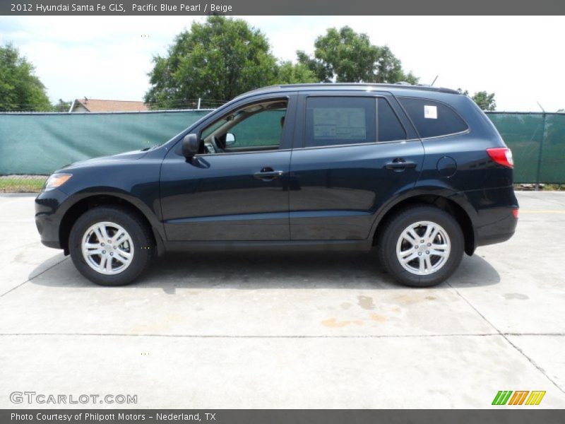 Pacific Blue Pearl / Beige 2012 Hyundai Santa Fe GLS