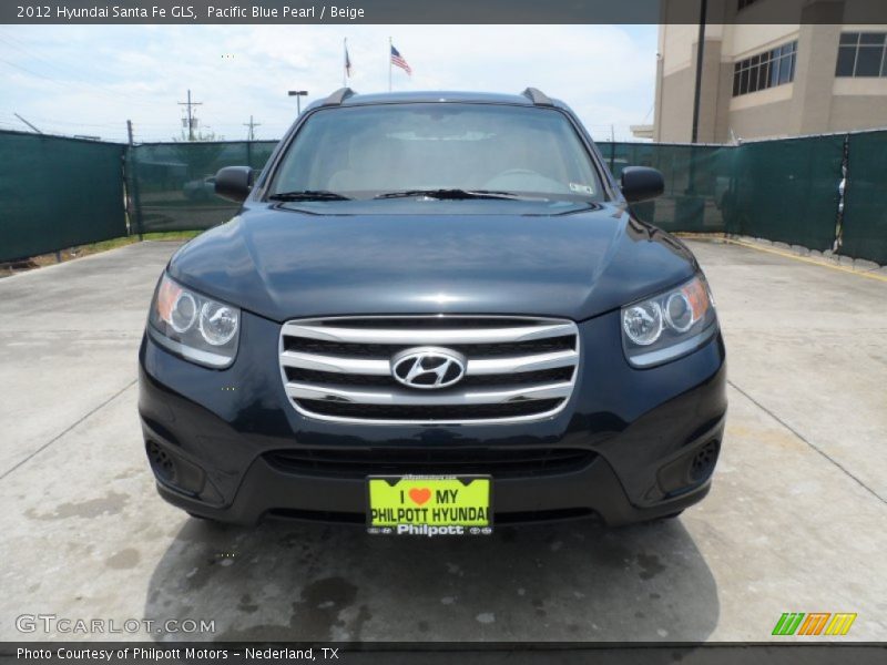Pacific Blue Pearl / Beige 2012 Hyundai Santa Fe GLS
