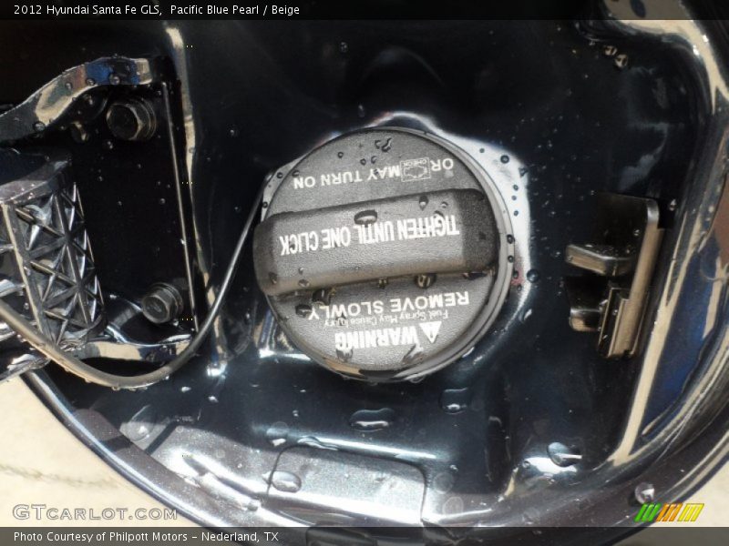 Pacific Blue Pearl / Beige 2012 Hyundai Santa Fe GLS