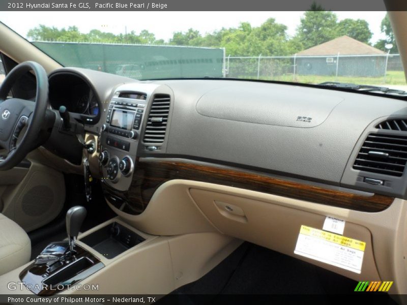 Pacific Blue Pearl / Beige 2012 Hyundai Santa Fe GLS