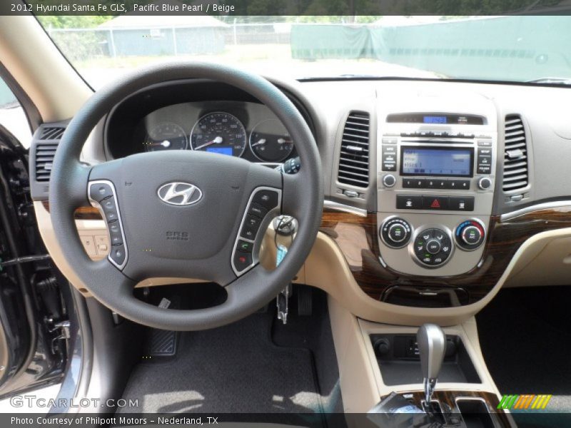 Pacific Blue Pearl / Beige 2012 Hyundai Santa Fe GLS