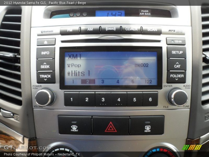 Pacific Blue Pearl / Beige 2012 Hyundai Santa Fe GLS