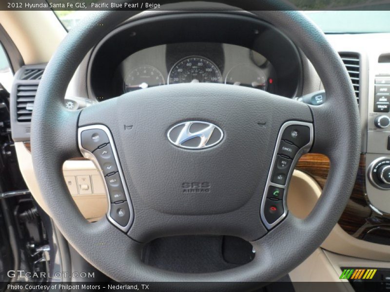 Pacific Blue Pearl / Beige 2012 Hyundai Santa Fe GLS