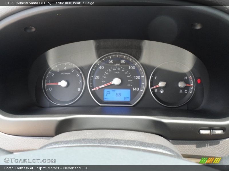 Pacific Blue Pearl / Beige 2012 Hyundai Santa Fe GLS