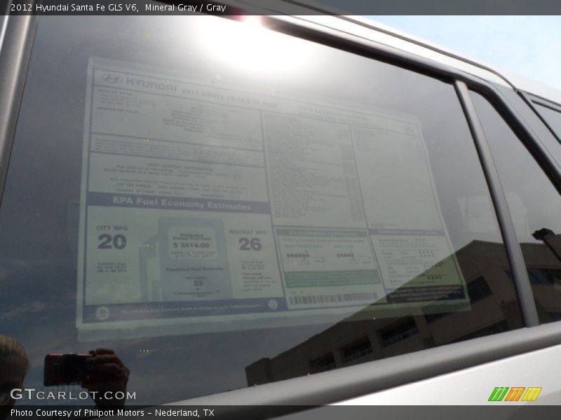  2012 Santa Fe GLS V6 Window Sticker