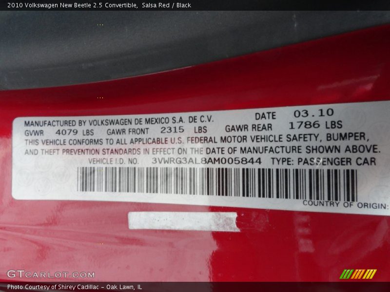 Salsa Red / Black 2010 Volkswagen New Beetle 2.5 Convertible