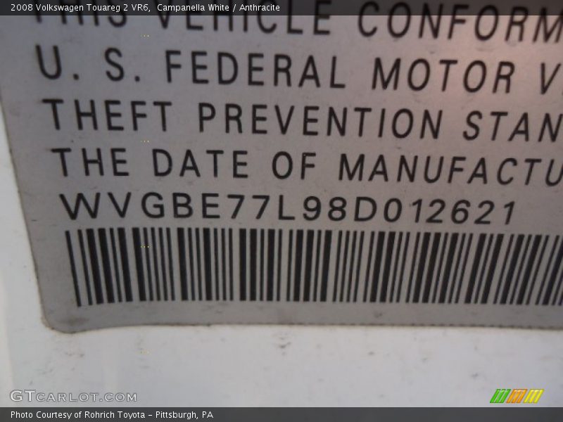 Campanella White / Anthracite 2008 Volkswagen Touareg 2 VR6