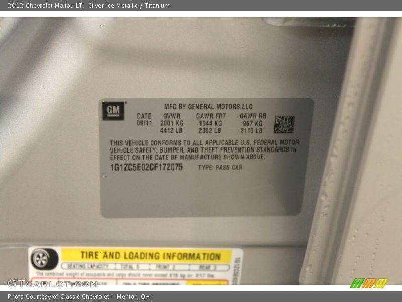 Silver Ice Metallic / Titanium 2012 Chevrolet Malibu LT