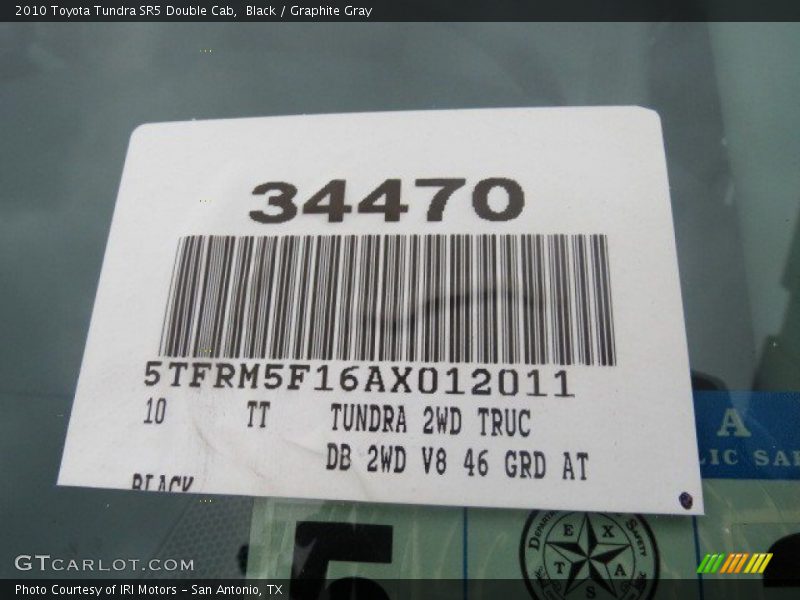 Black / Graphite Gray 2010 Toyota Tundra SR5 Double Cab