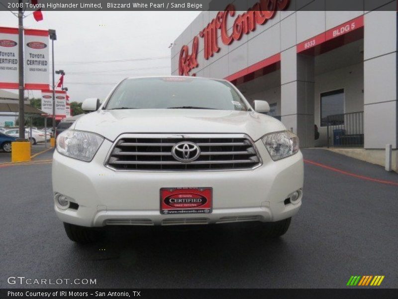 Blizzard White Pearl / Sand Beige 2008 Toyota Highlander Limited