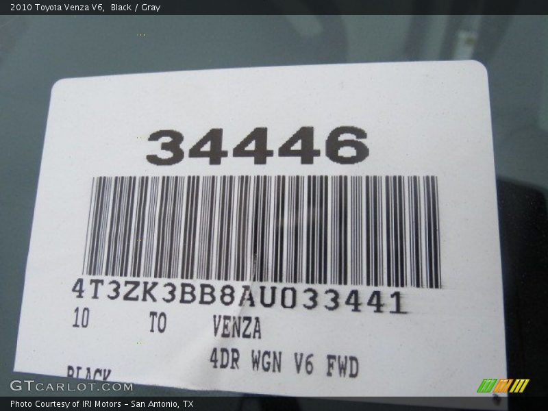 Black / Gray 2010 Toyota Venza V6
