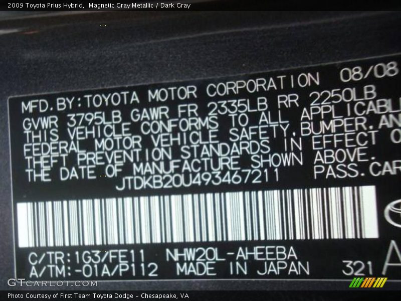 Magnetic Gray Metallic / Dark Gray 2009 Toyota Prius Hybrid