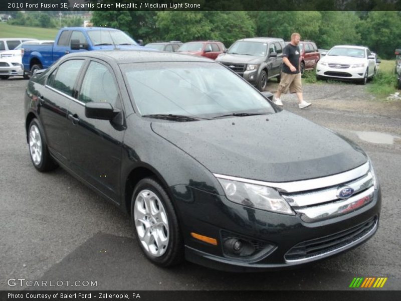 Atlantis Green Metallic / Medium Light Stone 2010 Ford Fusion SE