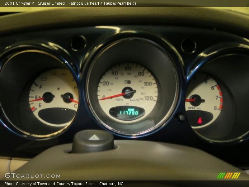 Patriot Blue Pearl / Taupe/Pearl Beige 2001 Chrysler PT Cruiser Limited
