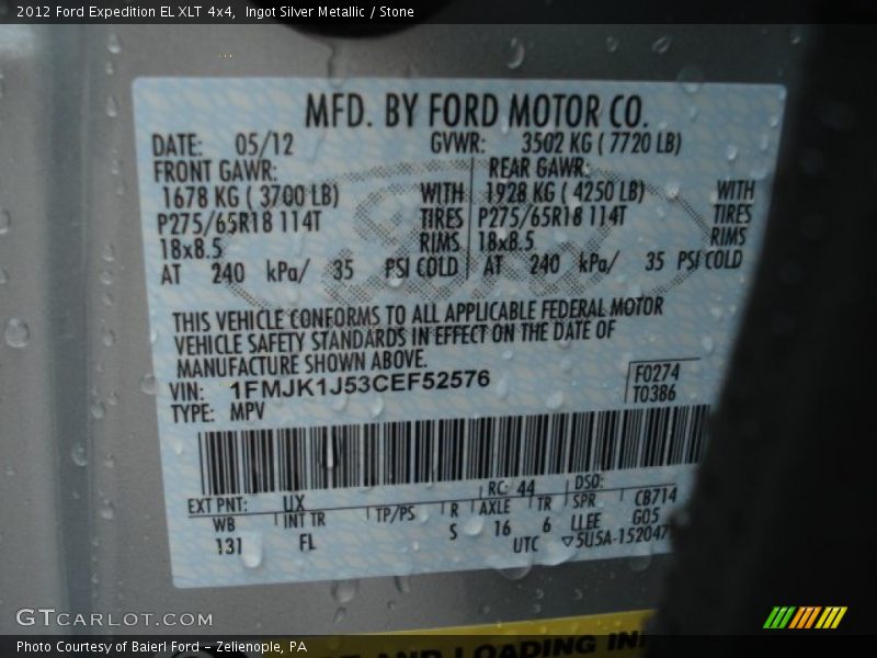 Ingot Silver Metallic / Stone 2012 Ford Expedition EL XLT 4x4