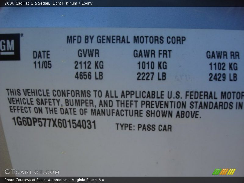Light Platinum / Ebony 2006 Cadillac CTS Sedan