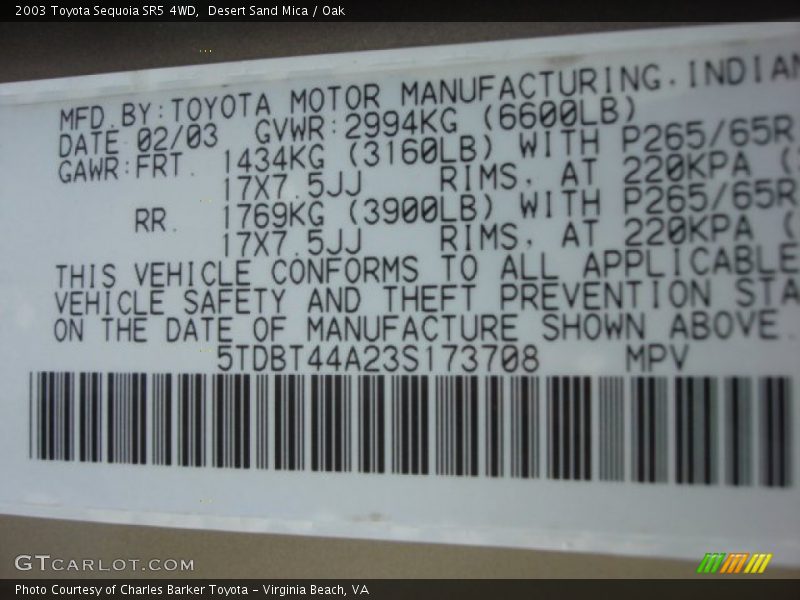 Desert Sand Mica / Oak 2003 Toyota Sequoia SR5 4WD