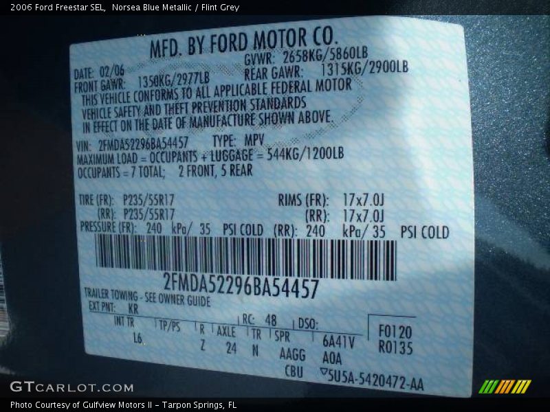 Norsea Blue Metallic / Flint Grey 2006 Ford Freestar SEL