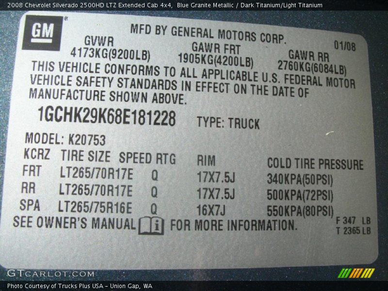 Blue Granite Metallic / Dark Titanium/Light Titanium 2008 Chevrolet Silverado 2500HD LTZ Extended Cab 4x4