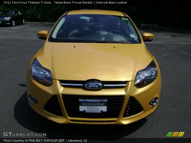 Yellow Blaze Tricoat Metallic / Charcoal Black Leather 2012 Ford Focus Titanium 5-Door