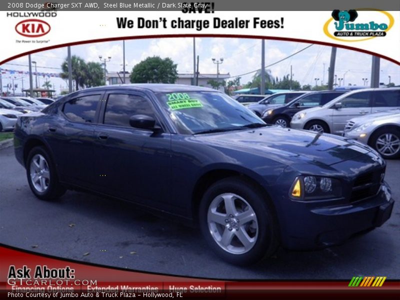 Steel Blue Metallic / Dark Slate Gray 2008 Dodge Charger SXT AWD