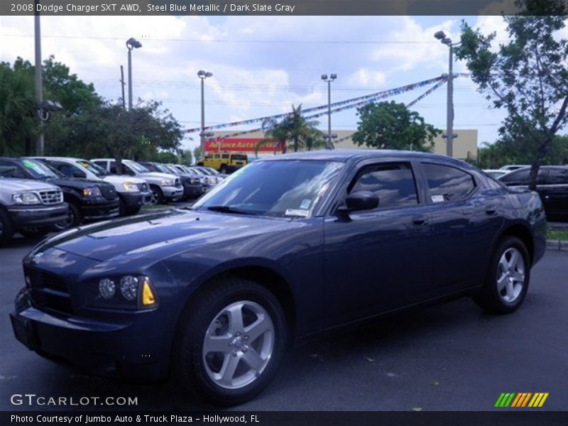 Steel Blue Metallic / Dark Slate Gray 2008 Dodge Charger SXT AWD
