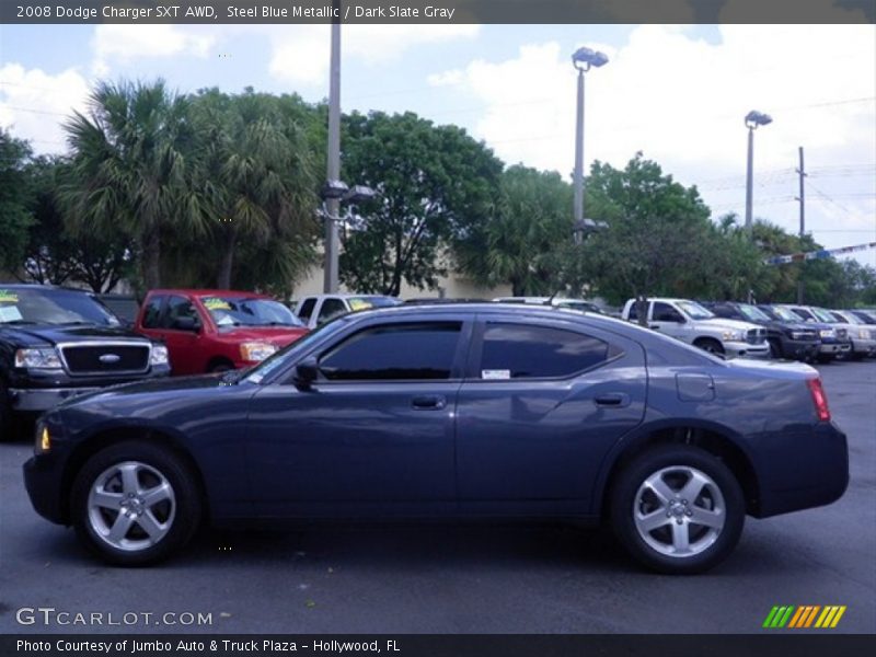 Steel Blue Metallic / Dark Slate Gray 2008 Dodge Charger SXT AWD