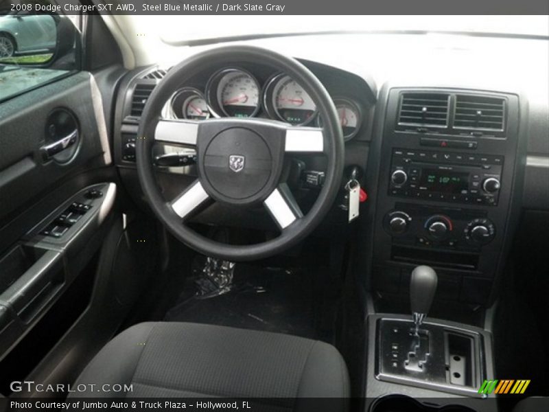Steel Blue Metallic / Dark Slate Gray 2008 Dodge Charger SXT AWD