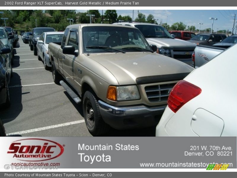 Harvest Gold Metallic / Medium Prairie Tan 2002 Ford Ranger XLT SuperCab