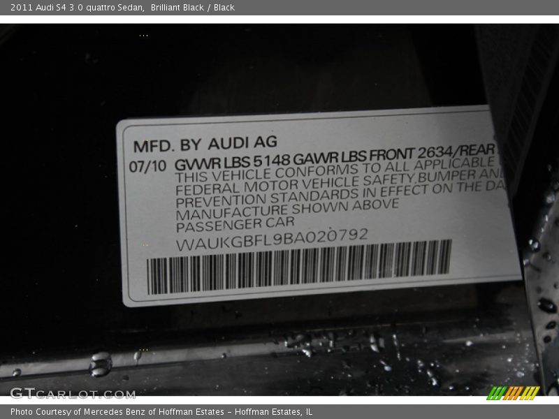 Brilliant Black / Black 2011 Audi S4 3.0 quattro Sedan