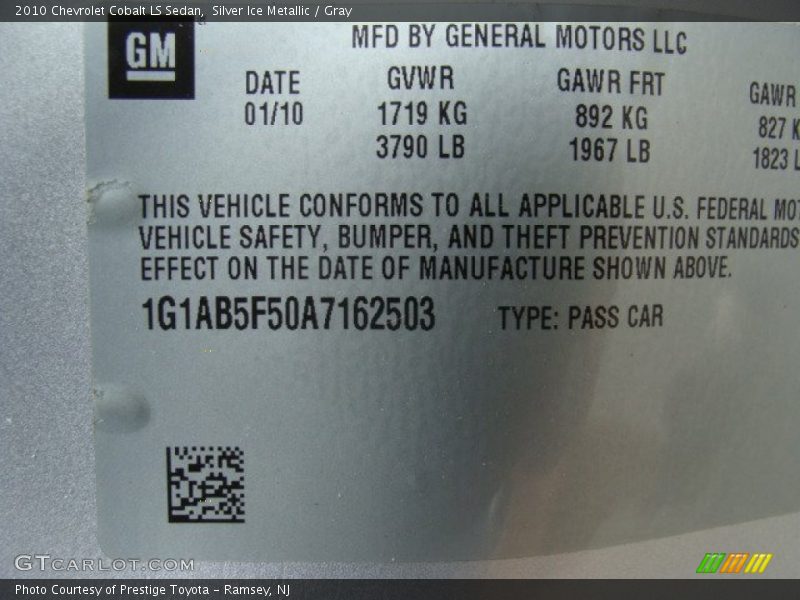 Silver Ice Metallic / Gray 2010 Chevrolet Cobalt LS Sedan