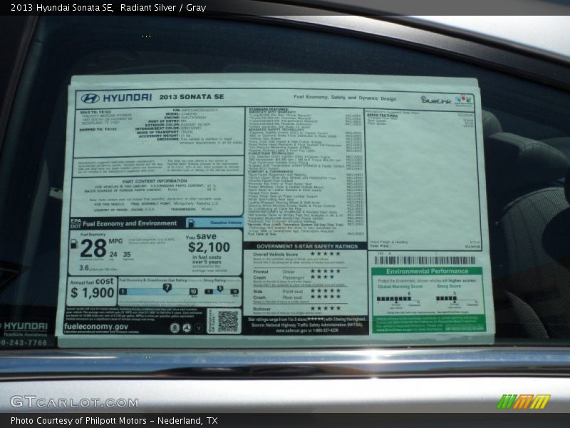 Radiant Silver / Gray 2013 Hyundai Sonata SE