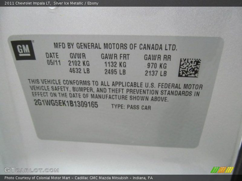 Silver Ice Metallic / Ebony 2011 Chevrolet Impala LT