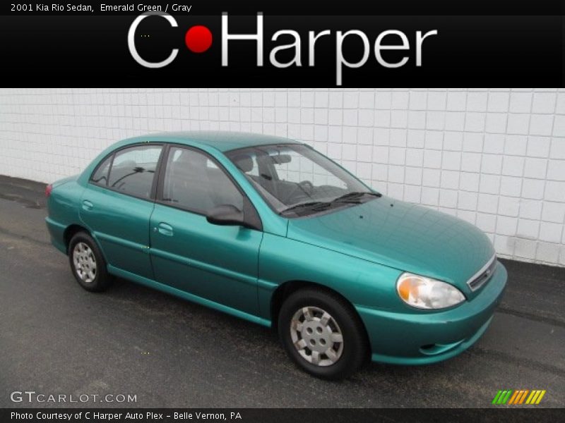 Emerald Green / Gray 2001 Kia Rio Sedan