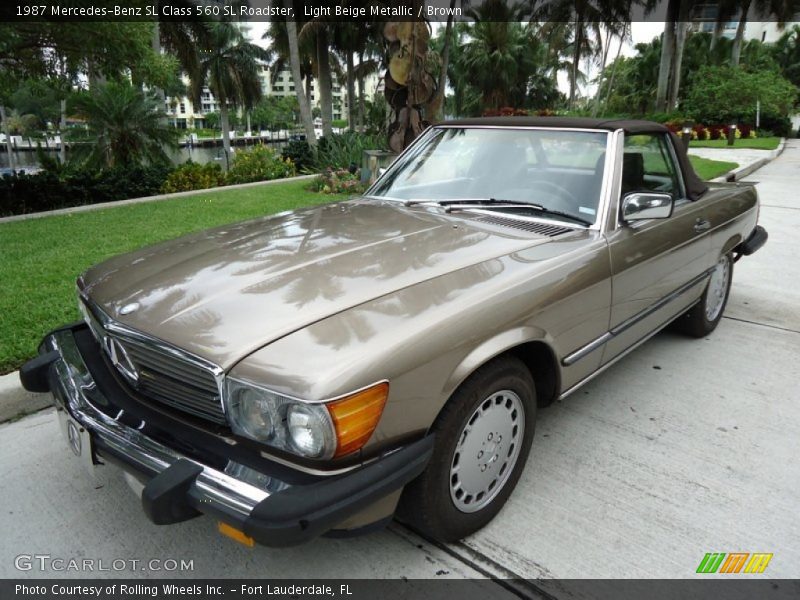 Light Beige Metallic / Brown 1987 Mercedes-Benz SL Class 560 SL Roadster